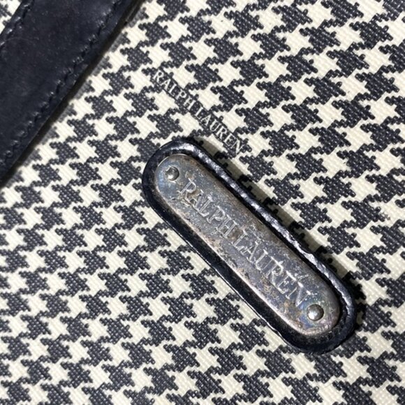 SOLD-Vintage Polo Ralph Lauren Houndstooth Coated Canvas Leather Duffle Bag RARE - Picture 4 of 16
